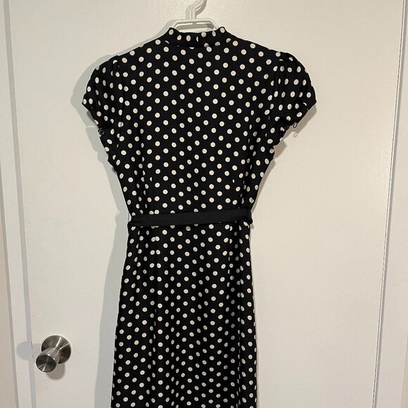 Jacob Black and White Polka Dot 100% Silk Dress - Size 2 - Picture 6 of 7